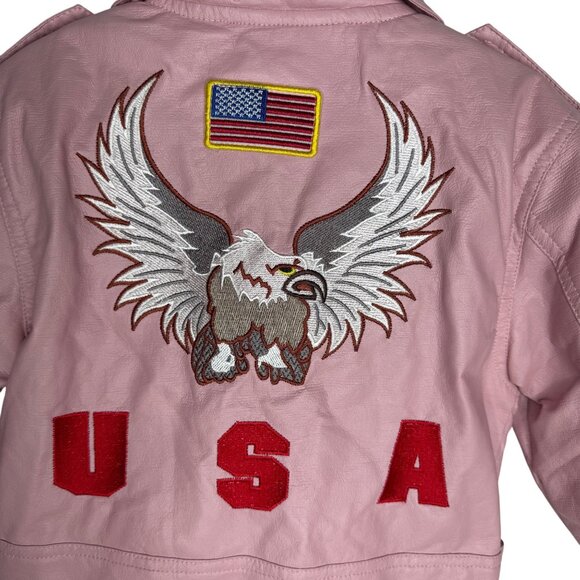Outdoor Habitat Toddler Light Pink Moto Jacket Size 2T USA Embroidered Eagle - Picture 9 of 10